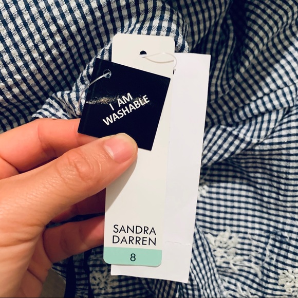 SANDRA DARREN🤩BLUE PLAID DRESS Size 8 w/ POCKETS - Picture 4 of 6